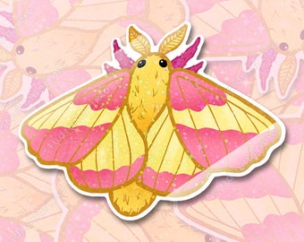 Rosy Maple Moth - Sparkly Vinyl Sticker