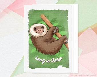 5-1/8" x 7" Baby Sloth Greeting Card [customizable]