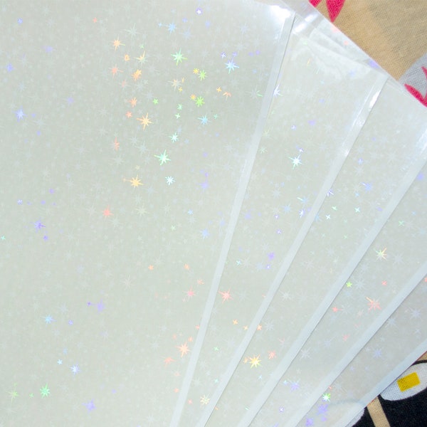 A4 Holographic Self-Adhesive Transparent Film (Stars Pattern)
