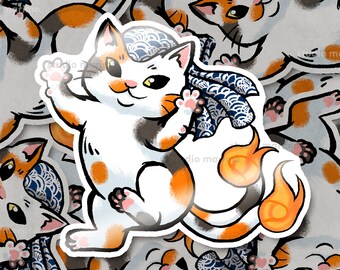 Nekomata Yokai Vinyl Sticker