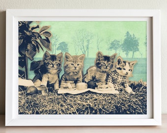 Vintage Cats - Picnic Art Print