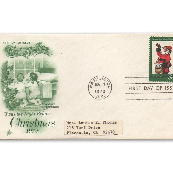 First Day Cover, Christmas Stamp, ArtCraft Envelope, Postage Stamp, First Day Issue, Philatelic Cachet, Stamp Collecting, Scott's 1472