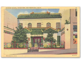 Vintage San Francisco, Chinatown, Chinese School, Vintage Postcard, Old Postcard, Historic Photo, Deltiology, Vintage California