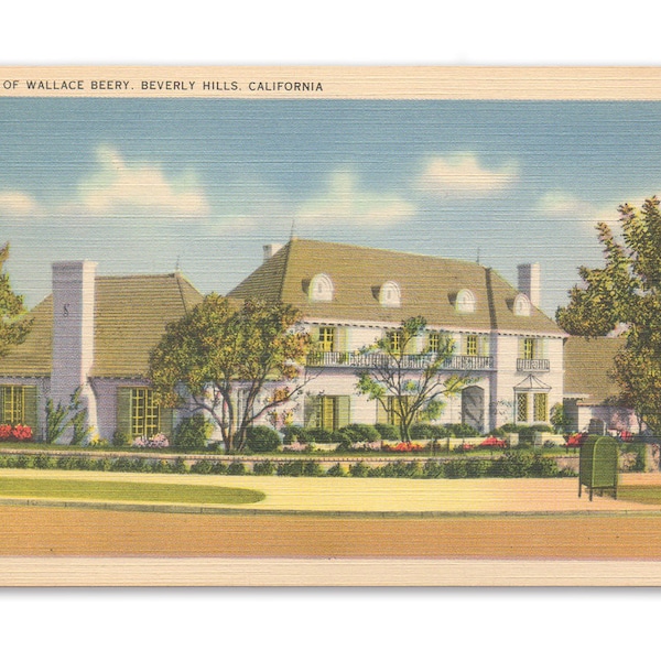 Movie Star Homes, Wallace Beery, Vintage Postcard, Old Postcard, Historic Photo, Deltiology, Vintage California, Vintage Hollywood