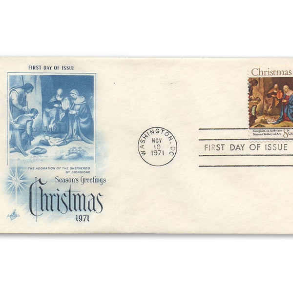 First Day Cover, Christmas Stamp, ArtCraft Envelope, Postage Stamp, First Day Issue, Philatelic Cachet, Stamp Collecting, Scott's 1444