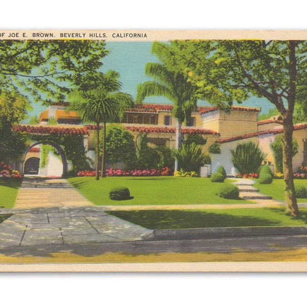 Movie Star Homes, Joe E. Brown, Vintage Postcard, Old Postcard, Historic Photo, Deltiology, Vintage California, Vintage Hollywood