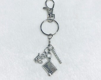 Teacher Charm Keychain | Appreciation Gift | #1 Teacher Charm | School Ruler Charm | Pencil, Pen, Scissors in Cup Charm | Fast Shipping