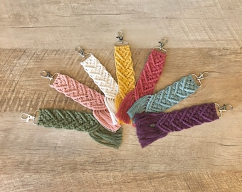 Handmade Macrame Keychain, Boho Style Keychain, 100% Soft Cotton String, Multiple Colors, Ready to Ship