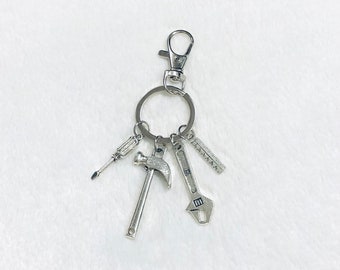 Father’s Day Tools Keychain | Dad, Uncle, Brother, Grandpa Appreciation Gift | #1 Dad | Ruler, Hammer, Screwdriver, and Wrench Charms