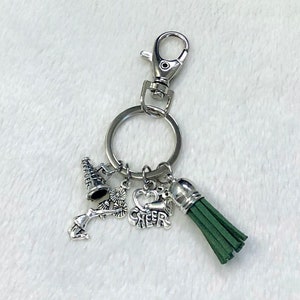 Cheerleader Keychain Gift, Cheer Megaphone, Cheer Girl, Love to Cheer Silver Charms, Cheer Squad Keyring, Bag Tag, Pick Your Color