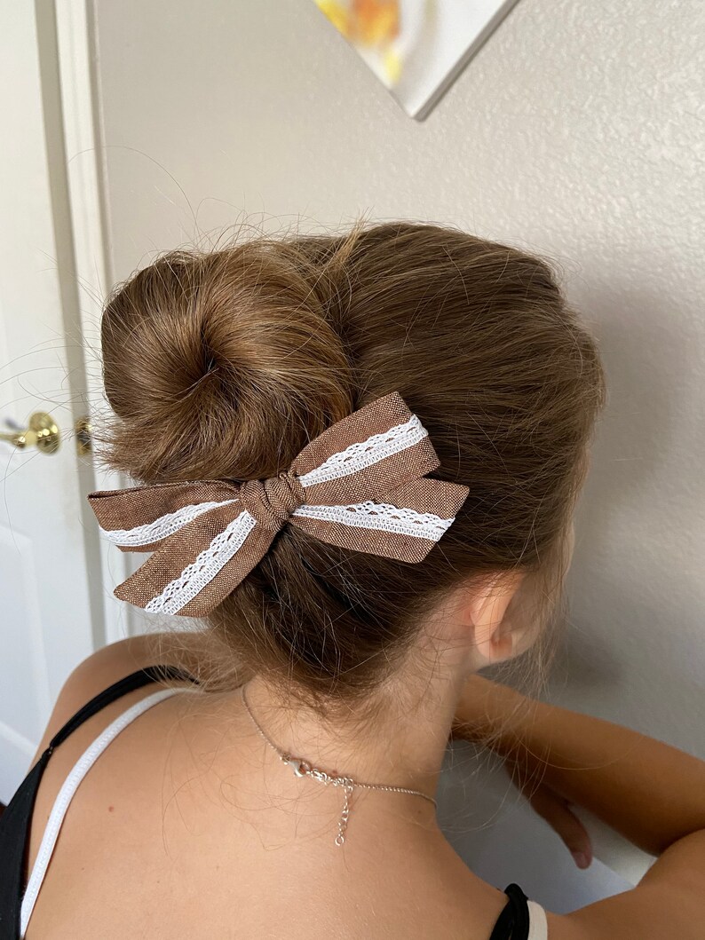Linen hair bow. Big hair bows. Baby head bows. Girls big bows. Etsy