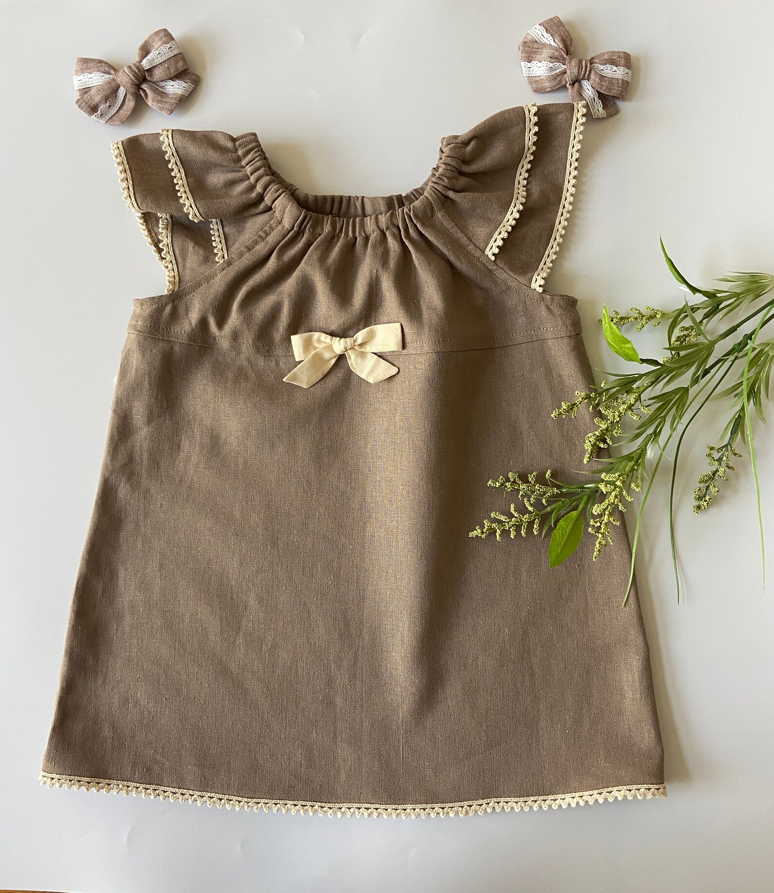 Little girl dresses. Infant girl clothes. Toddler linen dress. Etsy