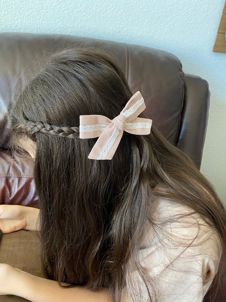 Linen hair bow. Big hair bows. Baby head bows. Girls big bows. Etsy