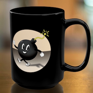 Happy F -Bomb Ceramic Black Mug, 11oz and 15oz