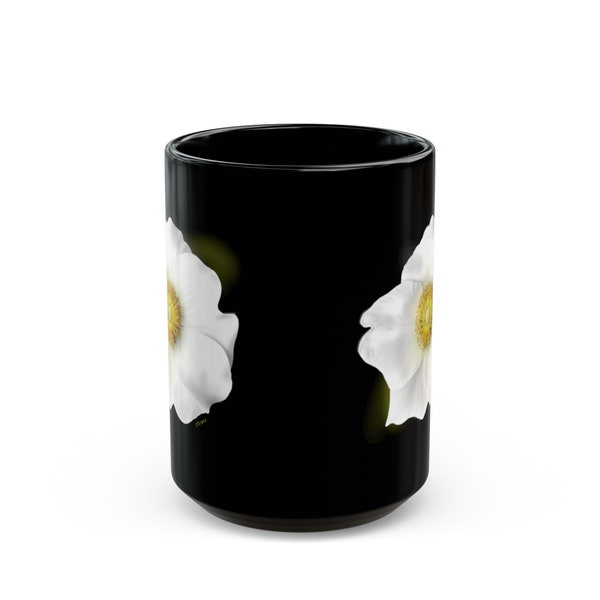 Rosa Laevigata (Cherokee Rose) Black Mug 15oz