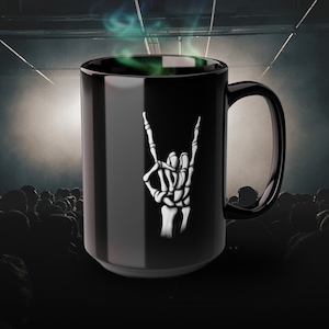Tazza nera Skeletal Rocker da 11 o 15 once