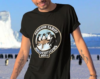 Penguin Tariff Negotiations 2025 Unisex Tee: Business Humor