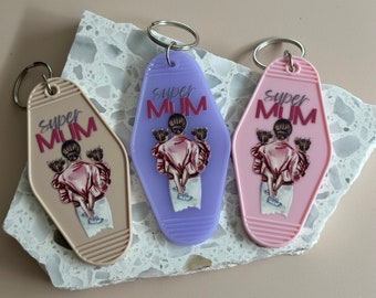 Super Mum | Motel Keyring | Keychain | Mother | Mothers Day | Gift Ideas | Kids | UVDTF