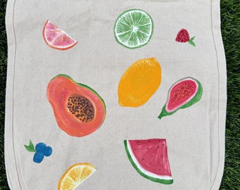 Slice Of Sunshine fruit print hand painted tote bag