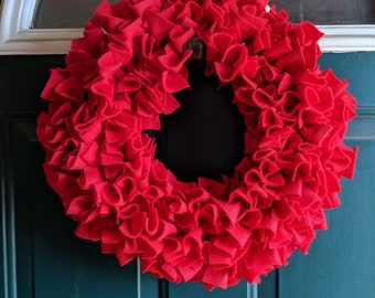 Traditional Red Felt Christmas Wreath 15"