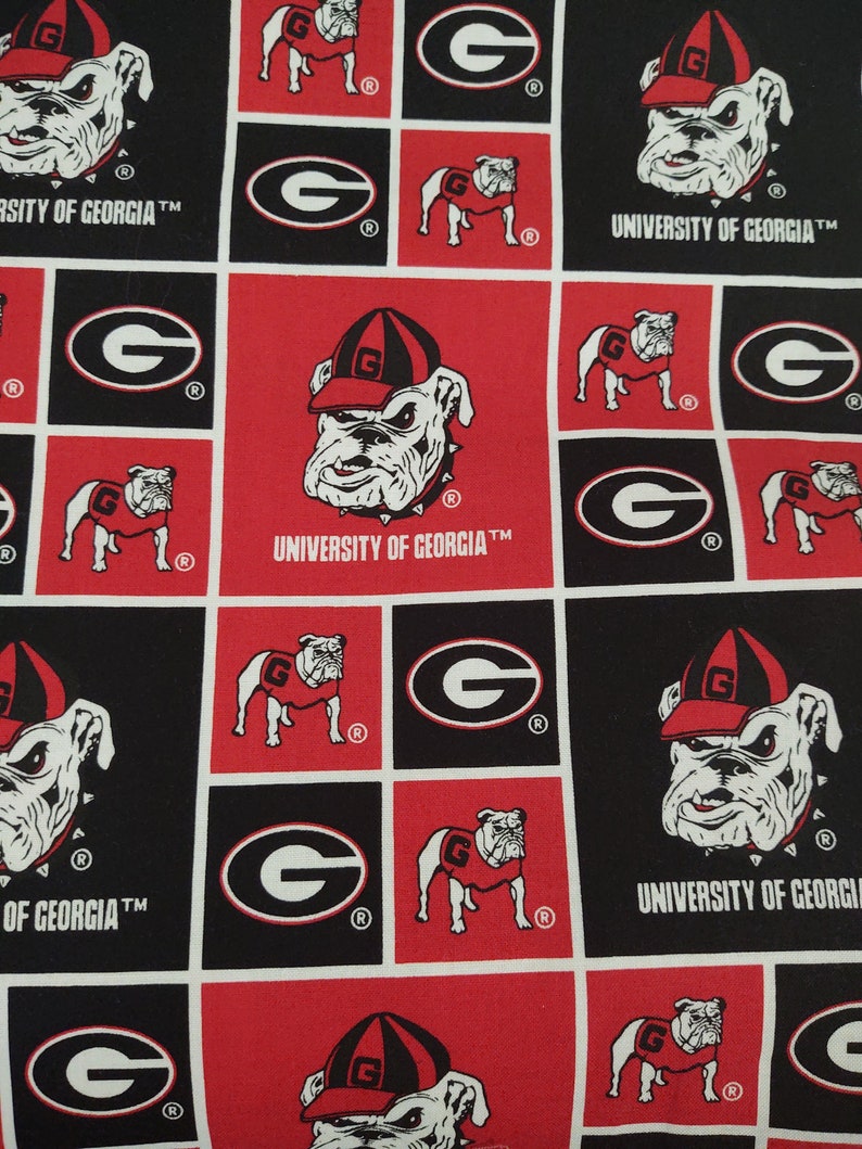 Georgia Bulldogs 100% cotton fabric. University of Georgia  Etsy