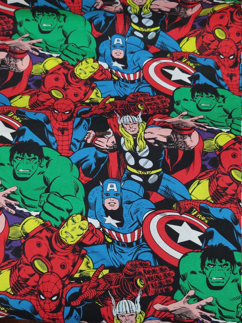 Marvel Avengers 100 Cotton Fabric. New Superhero Comic Book Etsy
