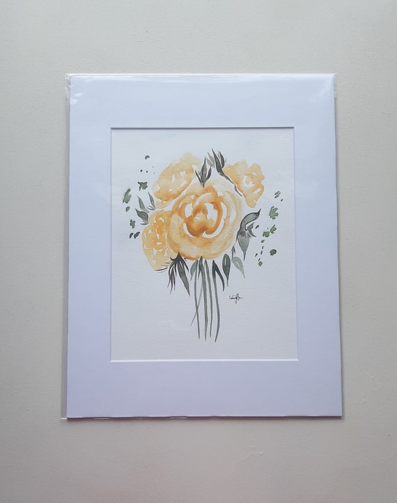 Yellow Rose Watercolor Painting | Etsy