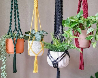 Colgadores de plantas - Colgadores de plantas de macramé con anillo de metal