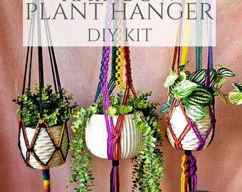 DIY Rainbow Plant Hanger Kit - Macrame Plant Hanger Pattern