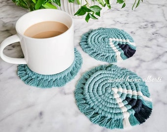 Coffee Table Coasters - Tri-Color Macrame Coaster