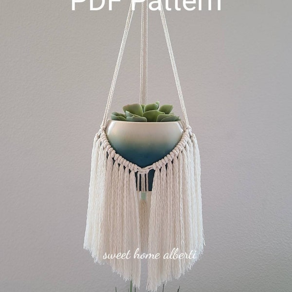 DIY macrame plant hanger instructions - Plant hanger pattern - Macrame instruction guide - Printable download