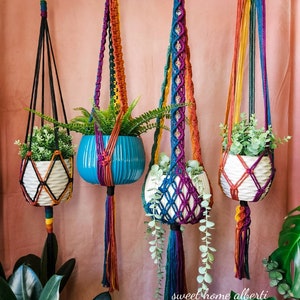 Rainbow Macrame Plant Hangers