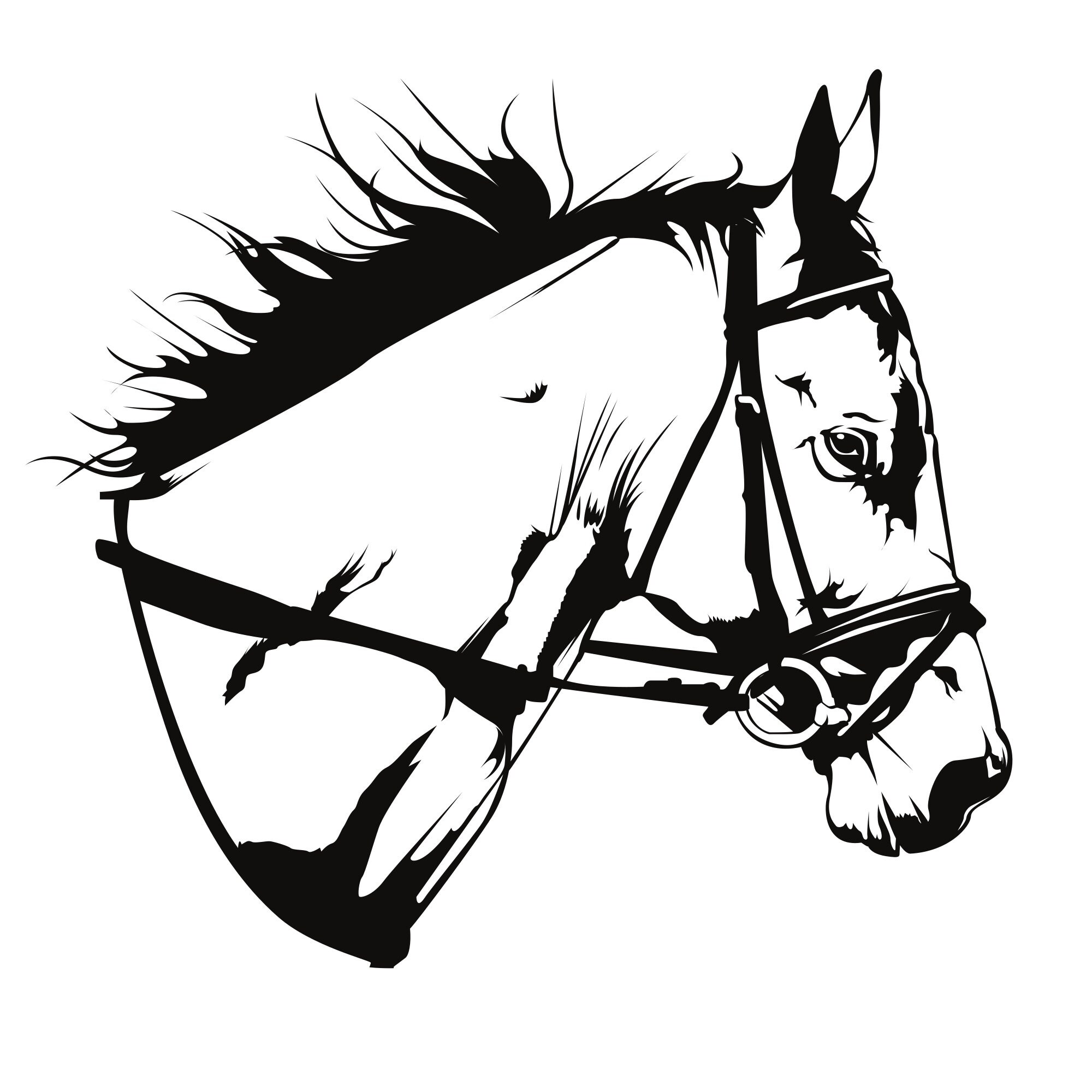 Морда лошади в профиль рисунок на палку