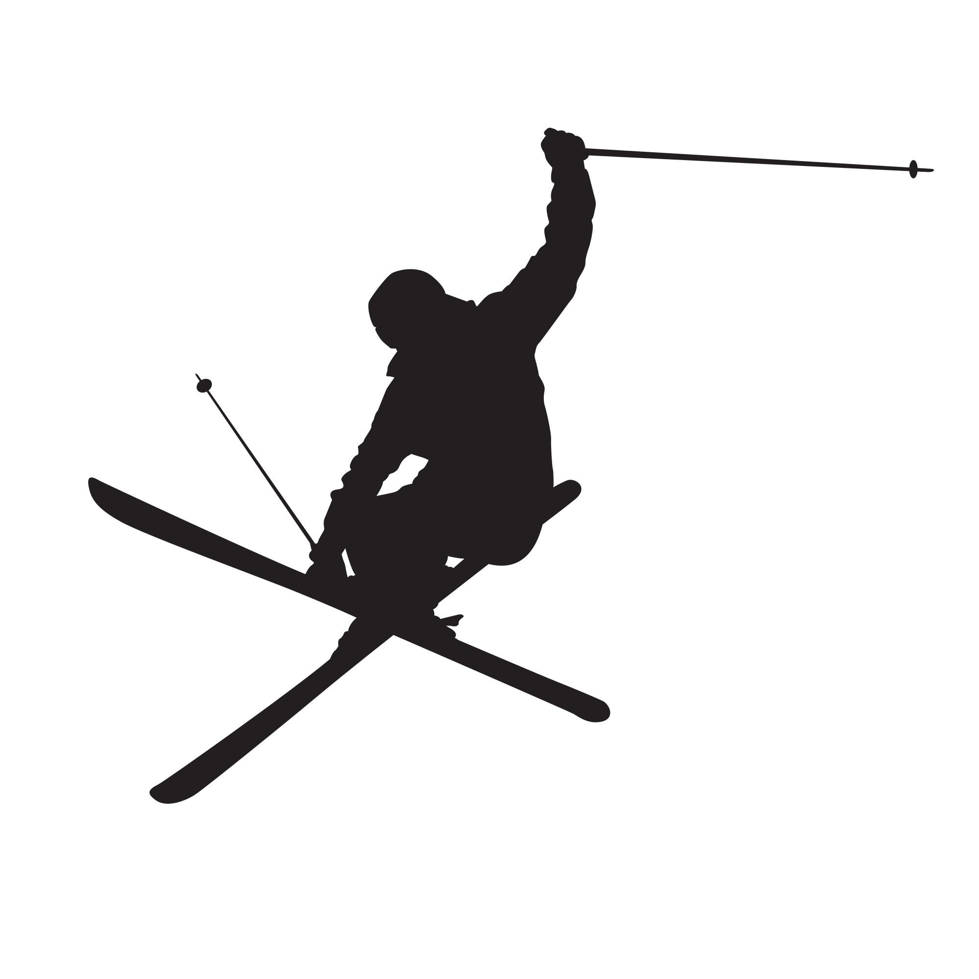 Skis Clipart Black And White Tree