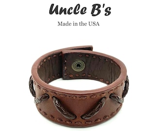 Brown Leather Cuff Bracelet - handmade and leather lined.