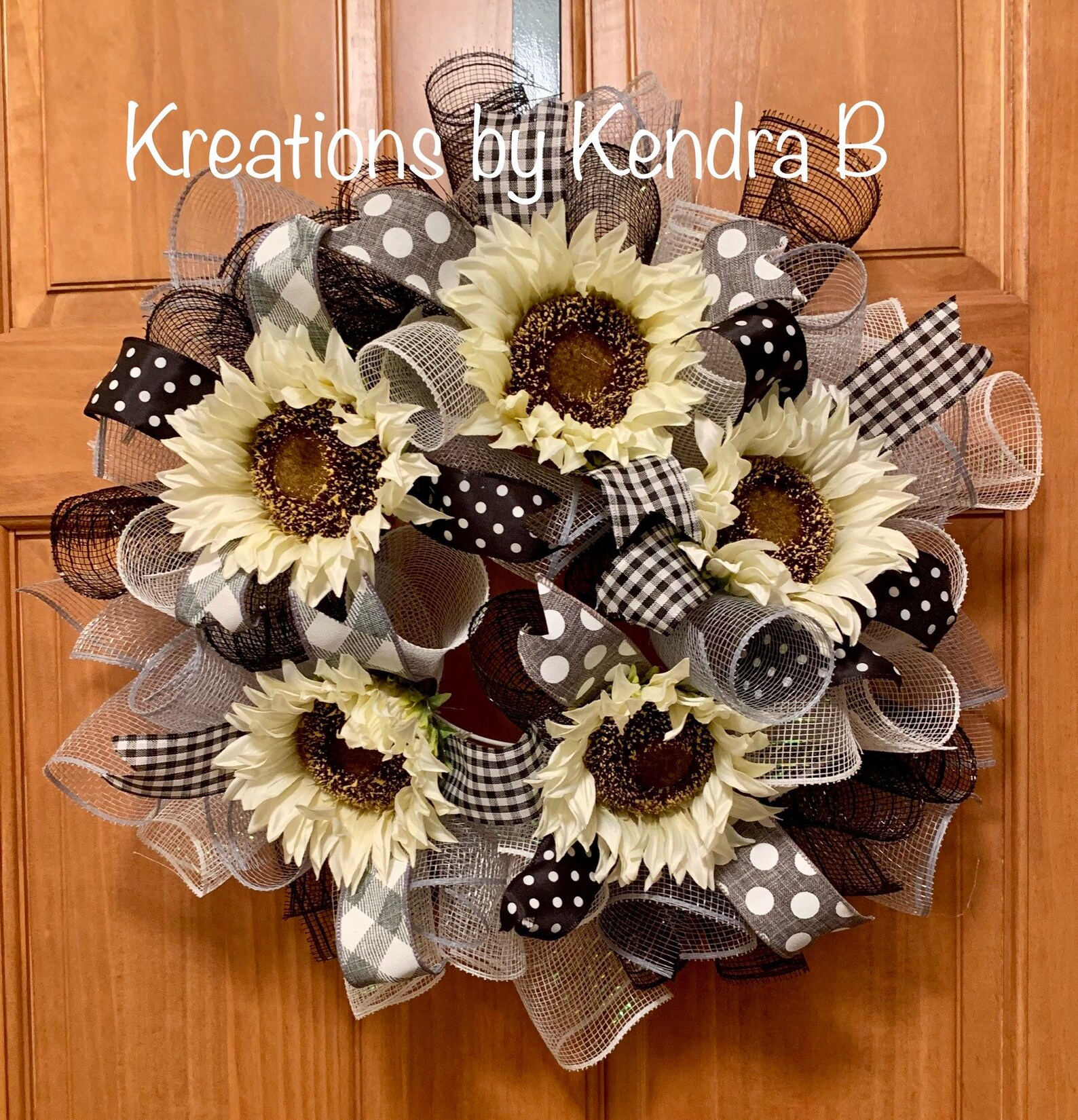 Sunflower deco mesh wreath White Sunflowers Sunflower Wreath Etsy