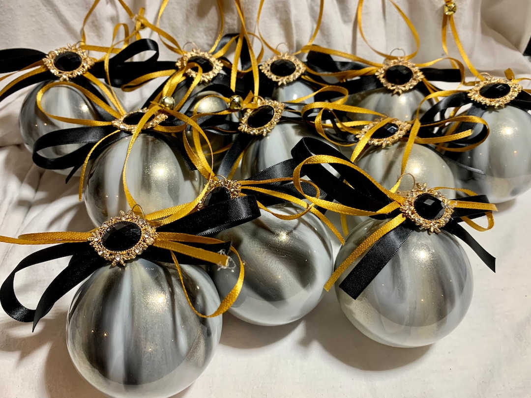 Christmas Ornament, Black and Gold Ornament, Hand Painted Ornament - Etsy