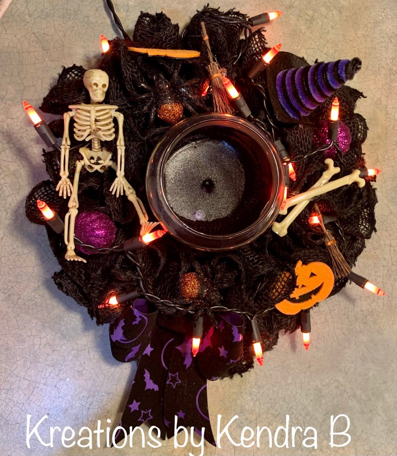 Lighted Halloween Candle Ring, Halloween Decor, Halloween decoration, Halloween Centerpiece image 2