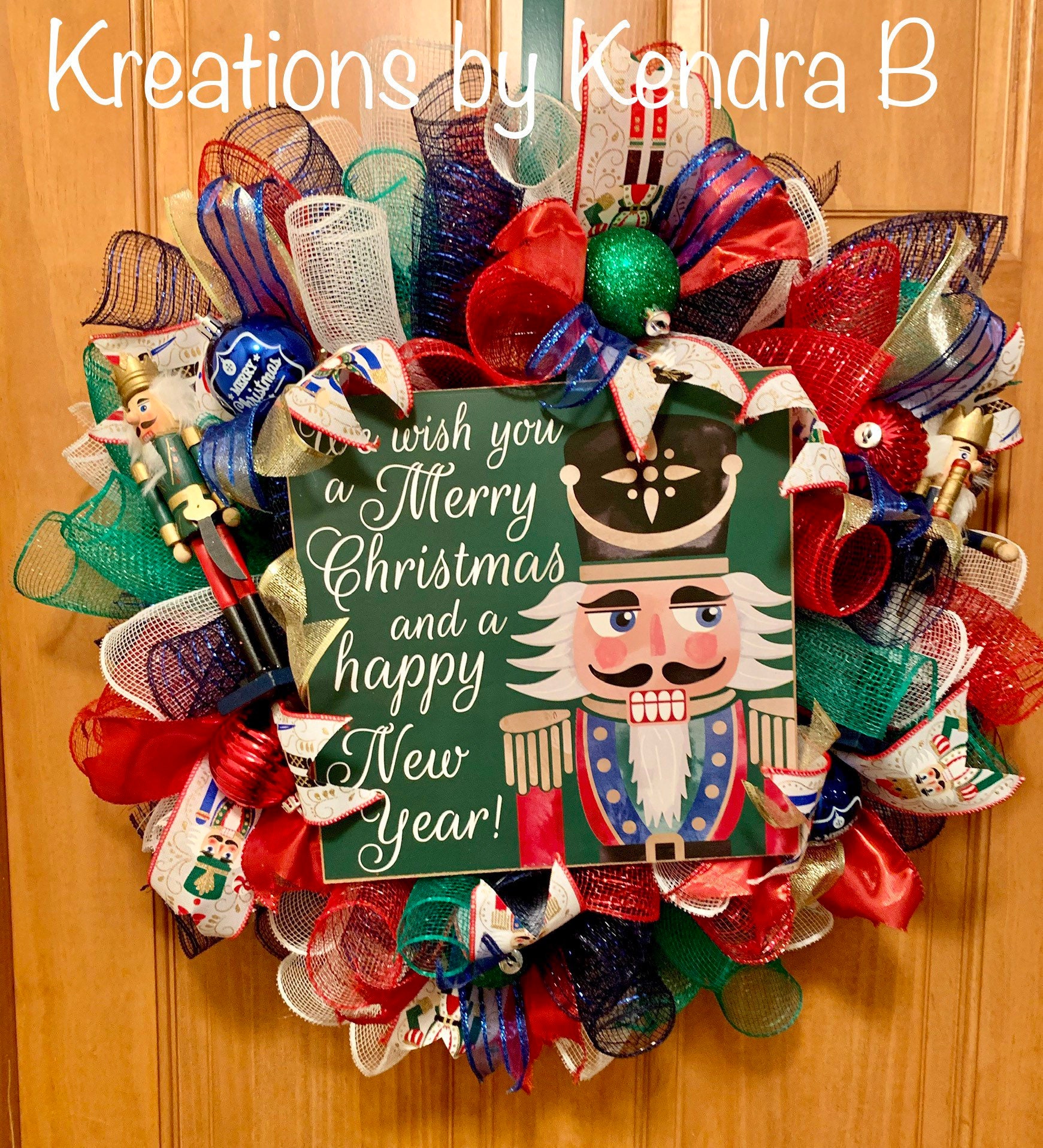 Nutcracker Deco Mesh Christmas Wreath Etsy