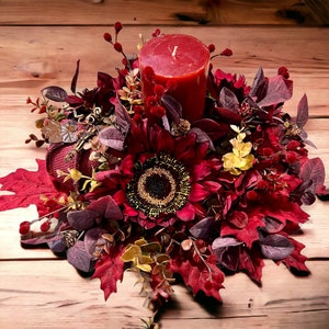 Fall Centerpiece, Burgundy Sunflowers, Sunflower Centerpiece, Fall Decor, Centerpiece For Table