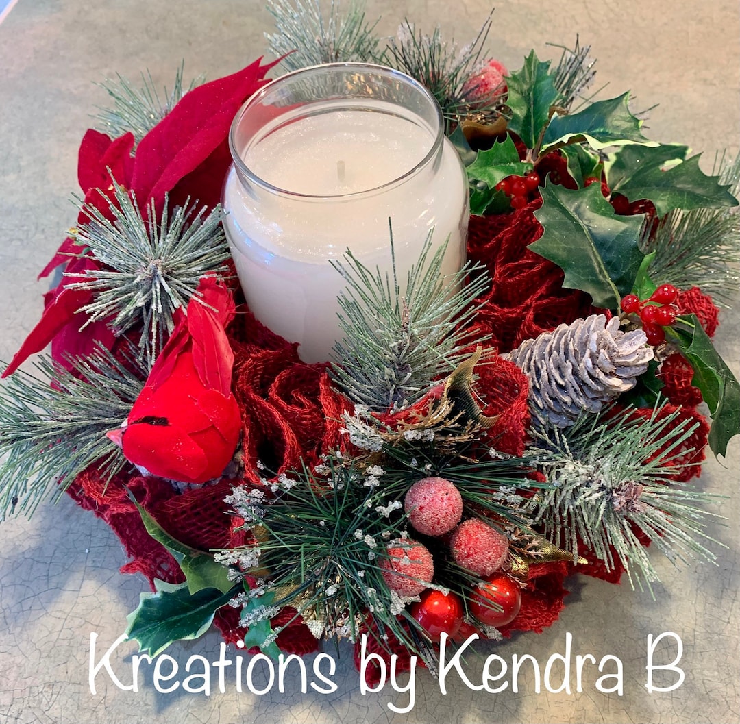 Christmas Candle Ring Christmas Centerpiece Christmas Decor Etsy