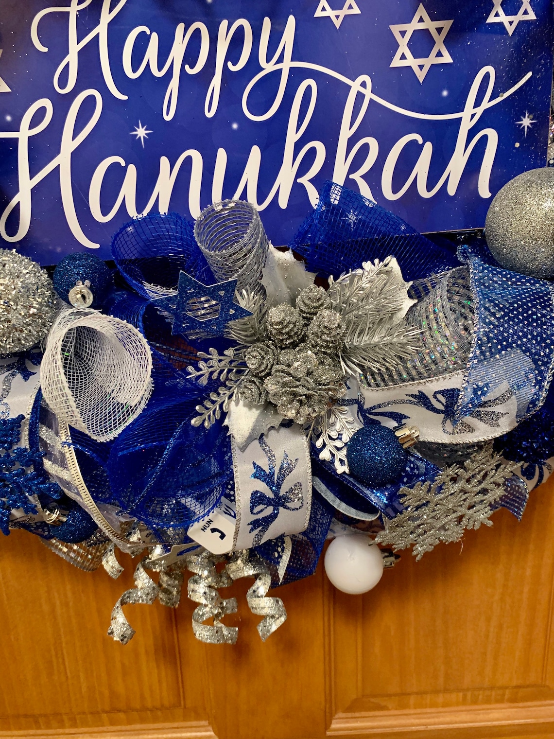 Happy Hanukkah Deco Mesh Holiday Wreath Etsy