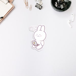 Cute Kawaii Lost Funny Bunny | Vinyl Glossy Stickers | Tumbler stickers | Laptop stickers | Phone case stickers