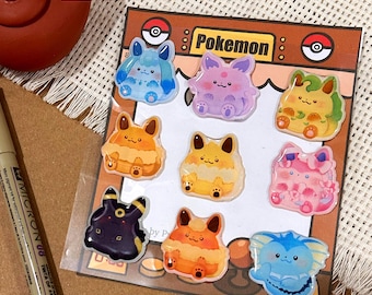 Eevee pokemon epoxy sticker sheet 10 x 10cm (approx 2.5cm per sticker)