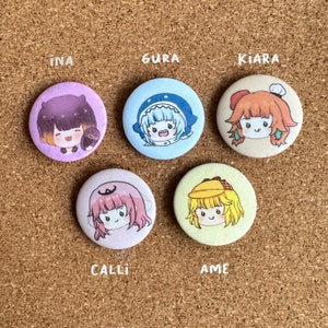 Hololive Myth theme 32mm badges