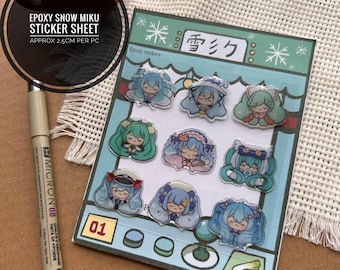 Snow Miku Epoxy sticker sheet 10 x 10cm