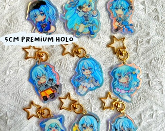 Suisei special holo effect keychain 5cm with gold star ring hololive