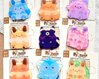 DIY pack: Eevee pokemon fan merch phone grip & keychain 5.5cm