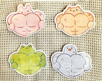 Heart shape buff stickers 5cm width set