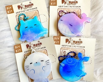DIY Pack: Chonky series phone grip keychain Narwhal, Seal, Dumpo, Whale digitalart fanart 5.5 cm genshin impact fanmerch